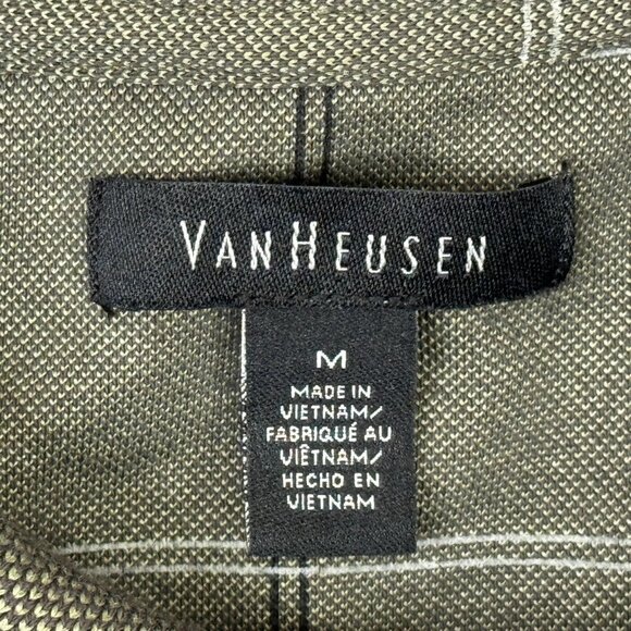 Van Heusen Polo Shirt Mens M Green Windowpane Check Short Sleeve Golf Casual - Picture 3 of 10